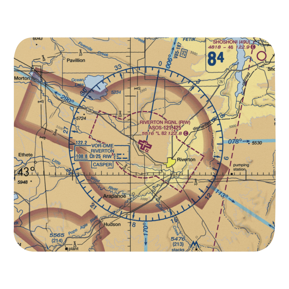 Riverton Regional Airport (RIW) VFR Sectional Mouse Pad 