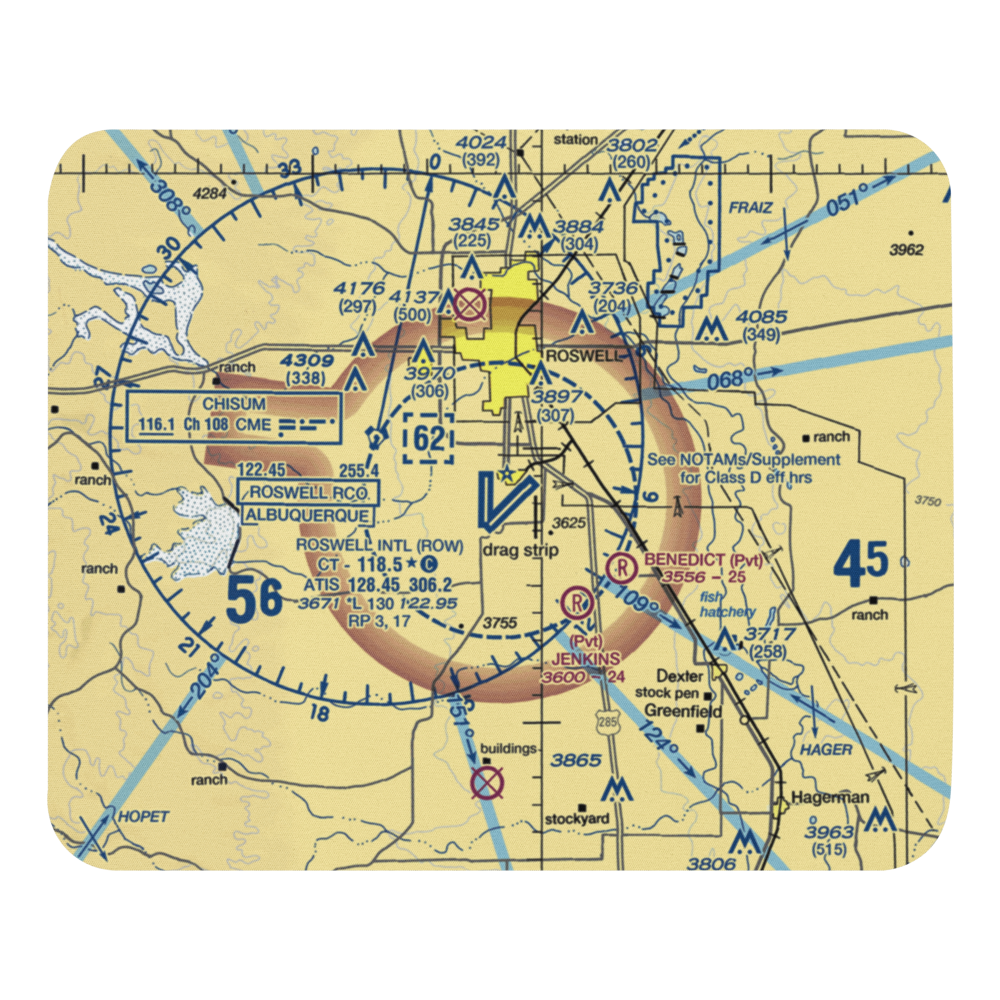 Roswell International Air Center Airport (ROW) VFR Sectional Mouse Pad 