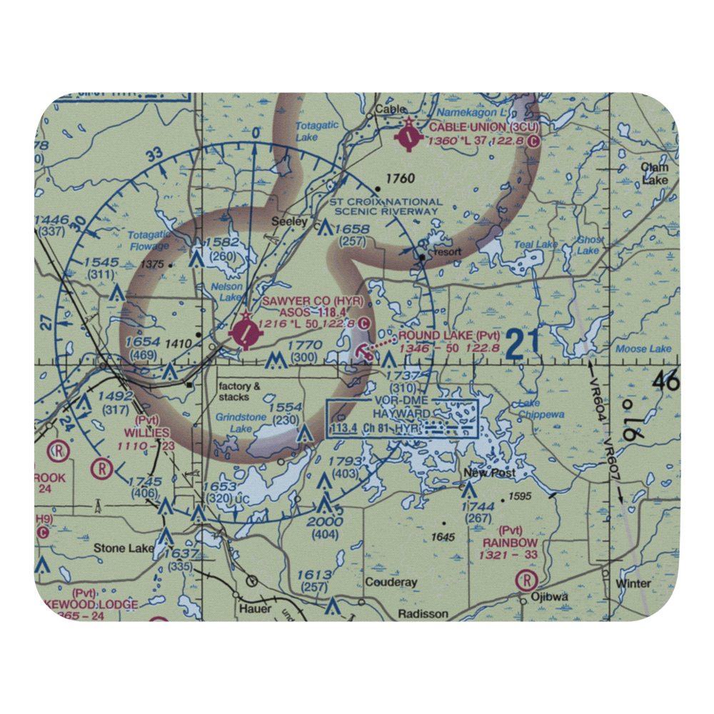 Round Lake Seaplane Base (WS24) VFR Sectional Mouse Pad 