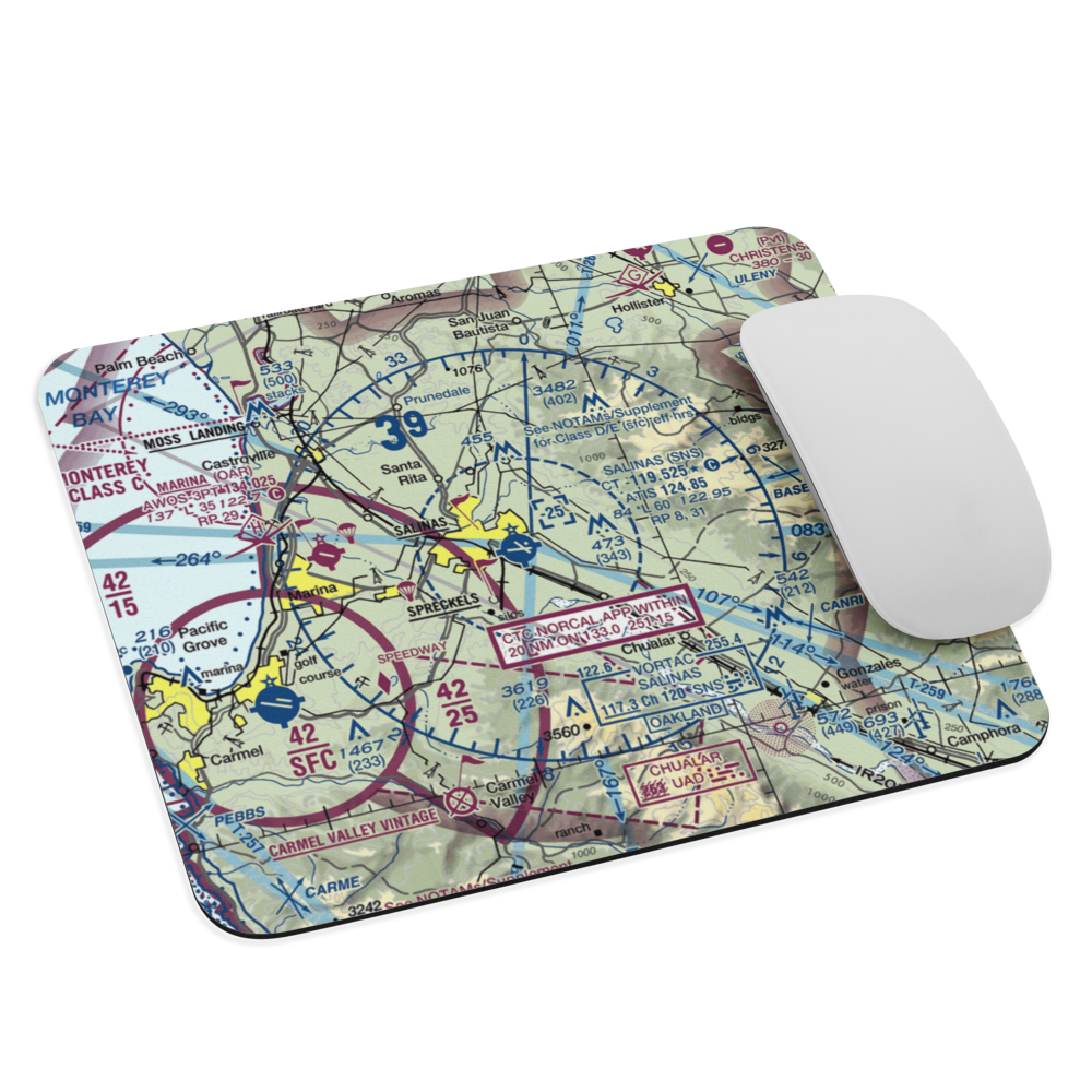 Salinas Municipal Airport (SNS) VFR Sectional Mouse Pad 