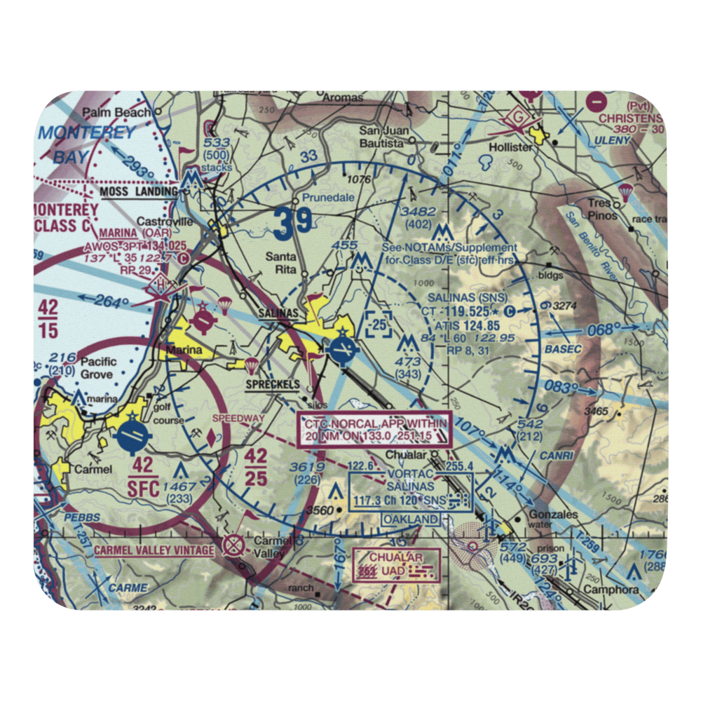 Salinas Municipal Airport (SNS) VFR Sectional Mouse Pad 