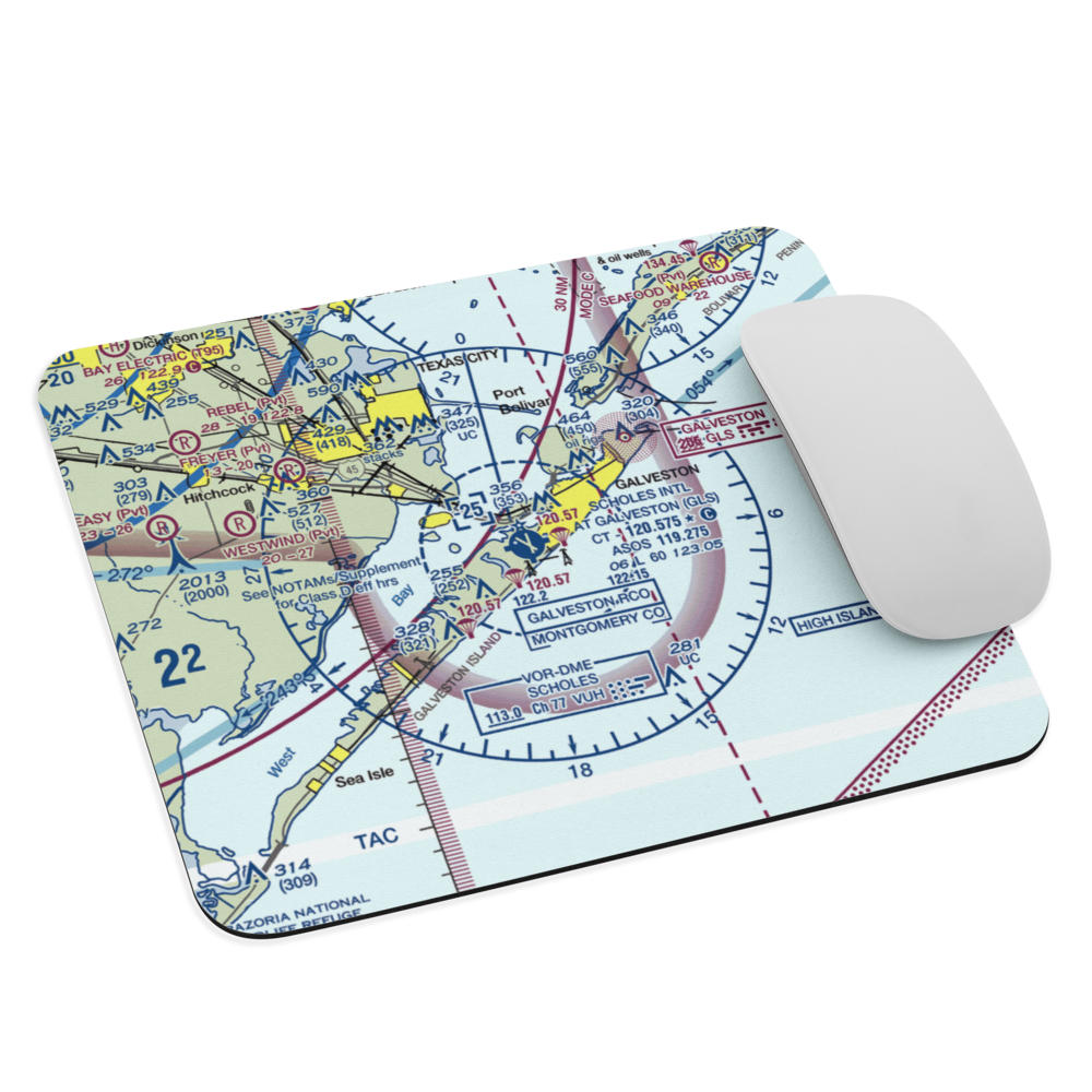 Scholes International At Galveston Airport (GLS) VFR Sectional Mouse Pad 