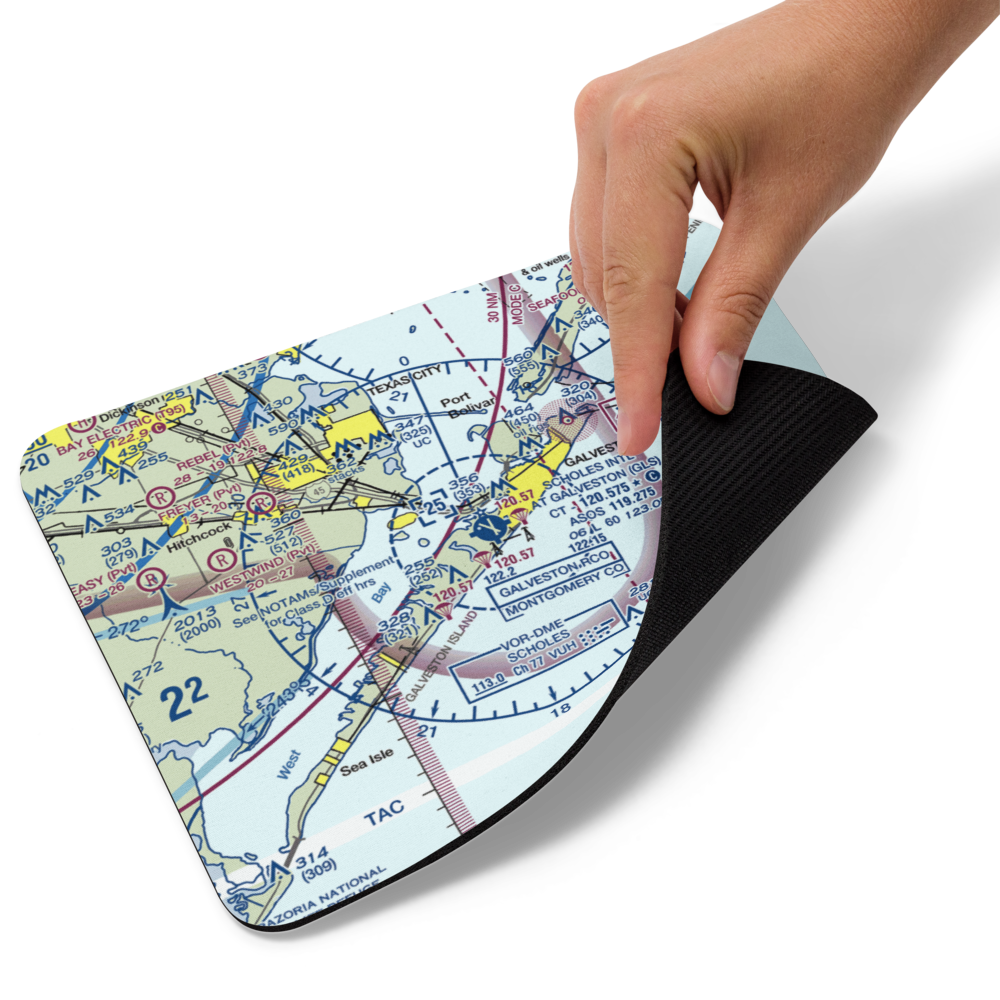 Scholes International At Galveston Airport (GLS) VFR Sectional Mouse Pad 