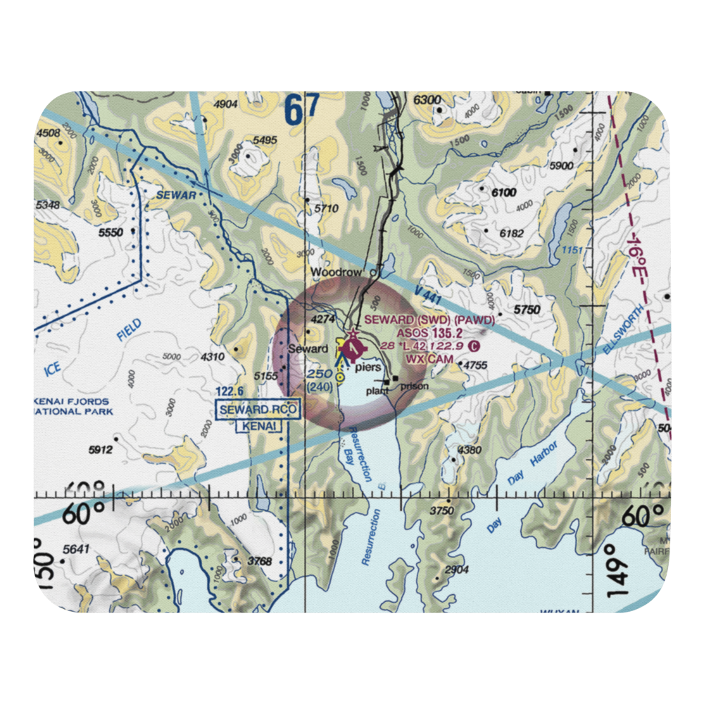 Seward Airport (SWD) VFR Sectional Mouse Pad 