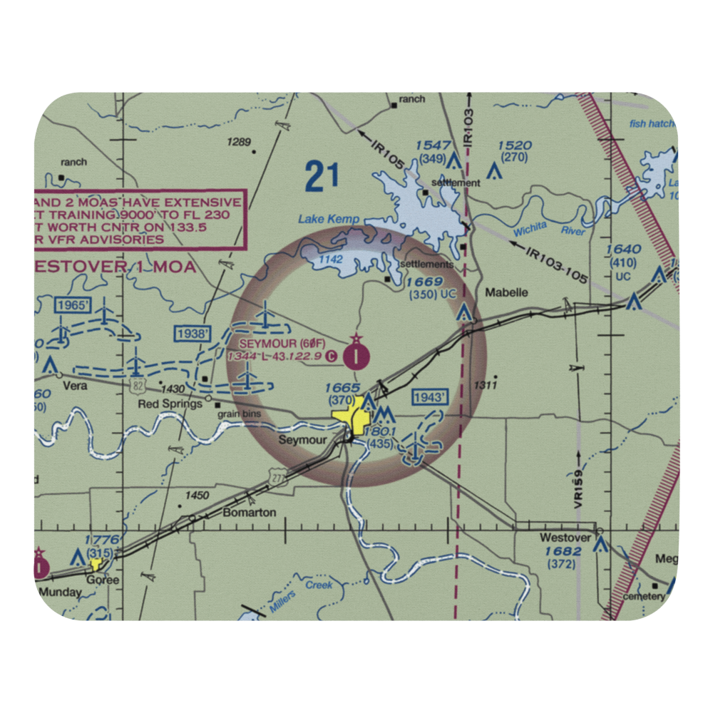 Seymour Municipal Airport (60F) VFR Sectional Mouse Pad 