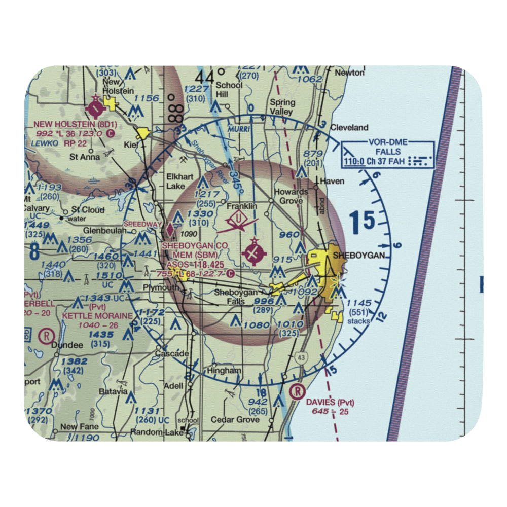 Sheboygan County Memorial Airport (SBM) VFR Sectional Mouse Pad 