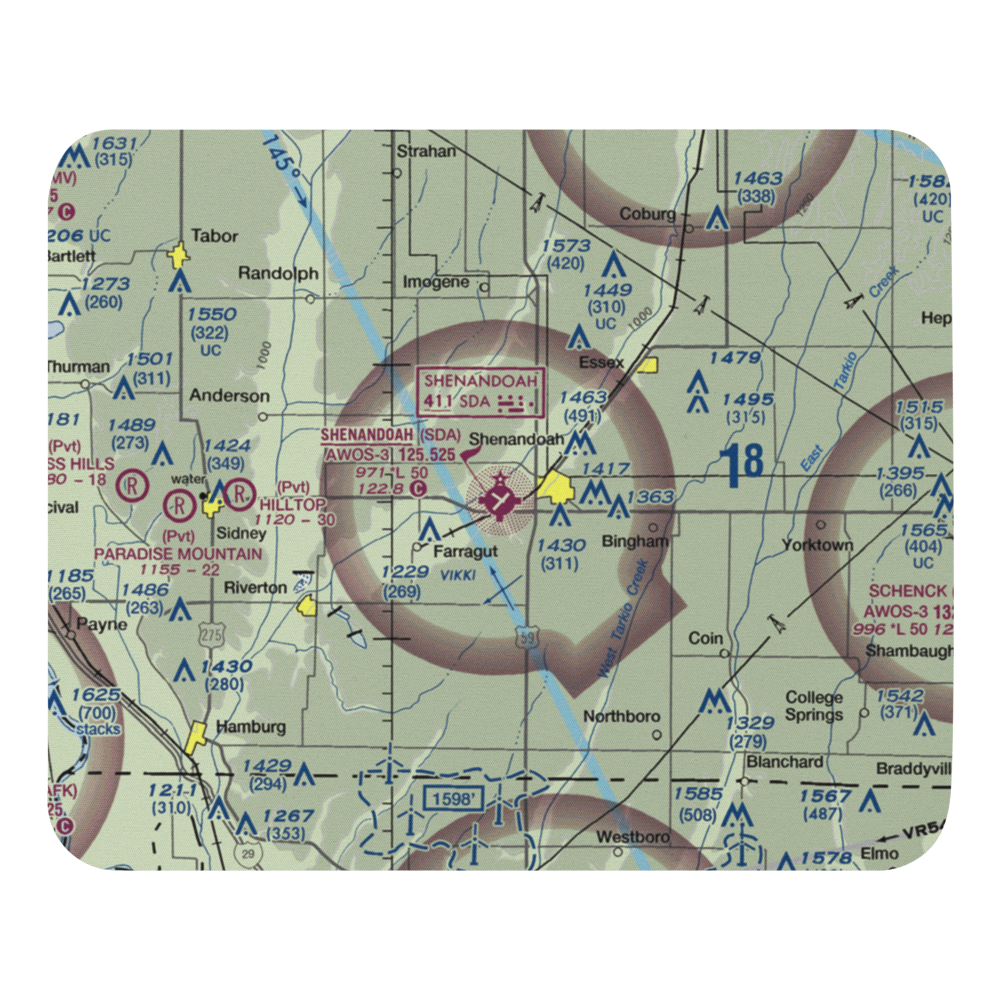 Shenandoah Municipal Airport (SDA) VFR Sectional Mouse Pad 