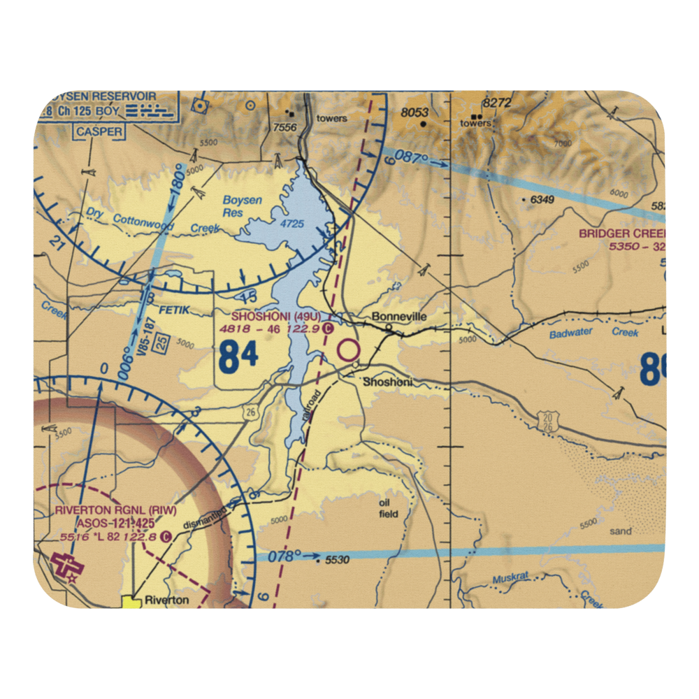 Shoshoni Municipal Airport (49U) VFR Sectional Mouse Pad 