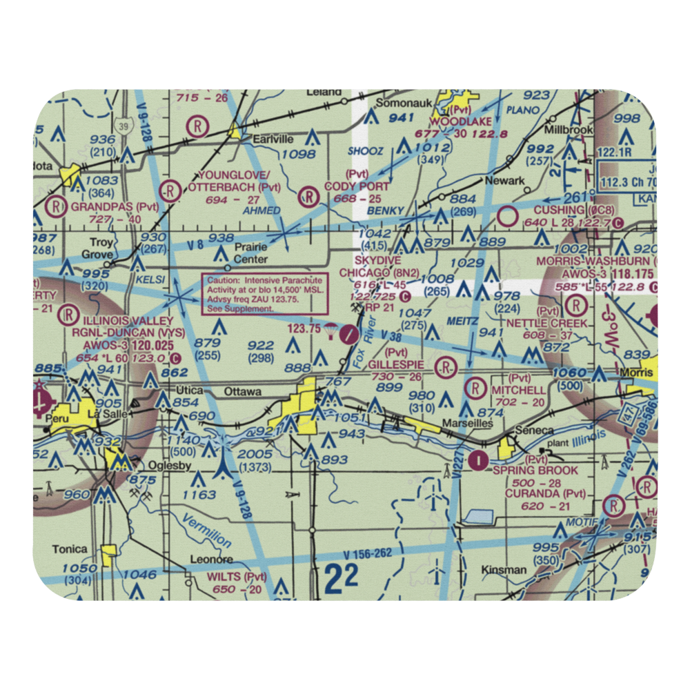 Skydive Chicago Airport (8N2) VFR Sectional Mouse Pad 