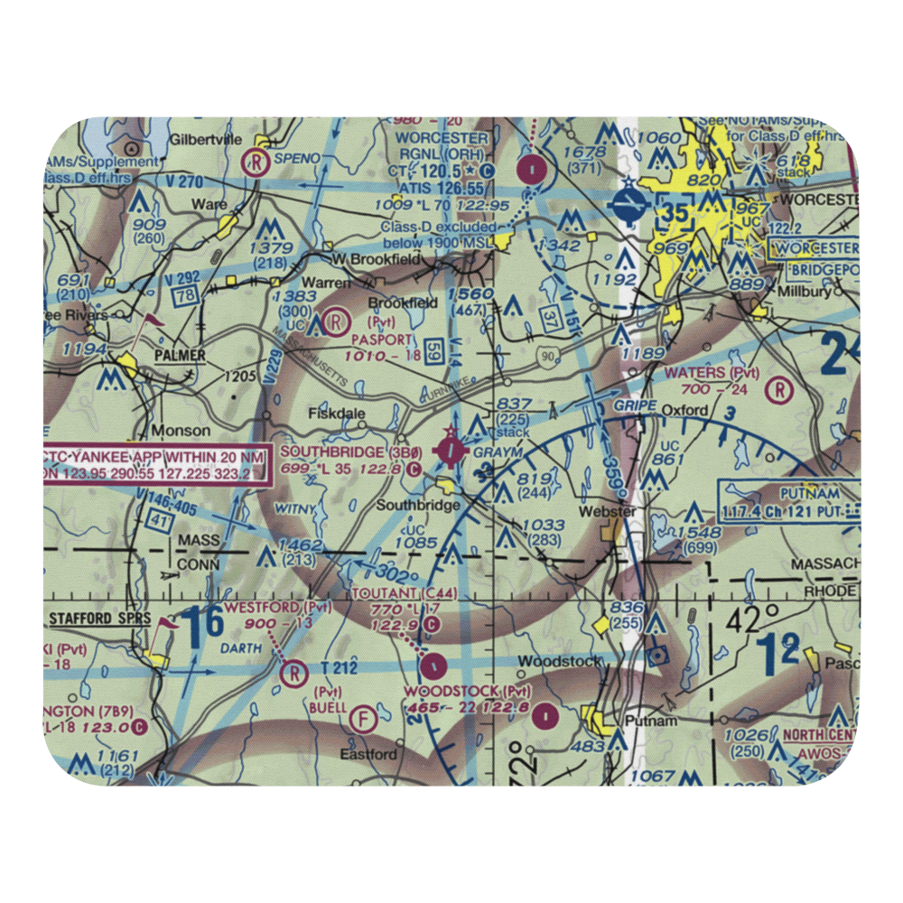 Southbridge Municipal Airport (3B0) VFR Sectional Mouse Pad 