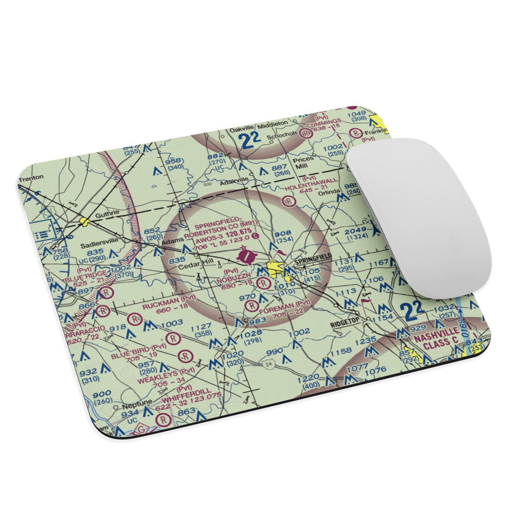 Springfield Robertson County Airport (M91) VFR Sectional Mouse Pad 