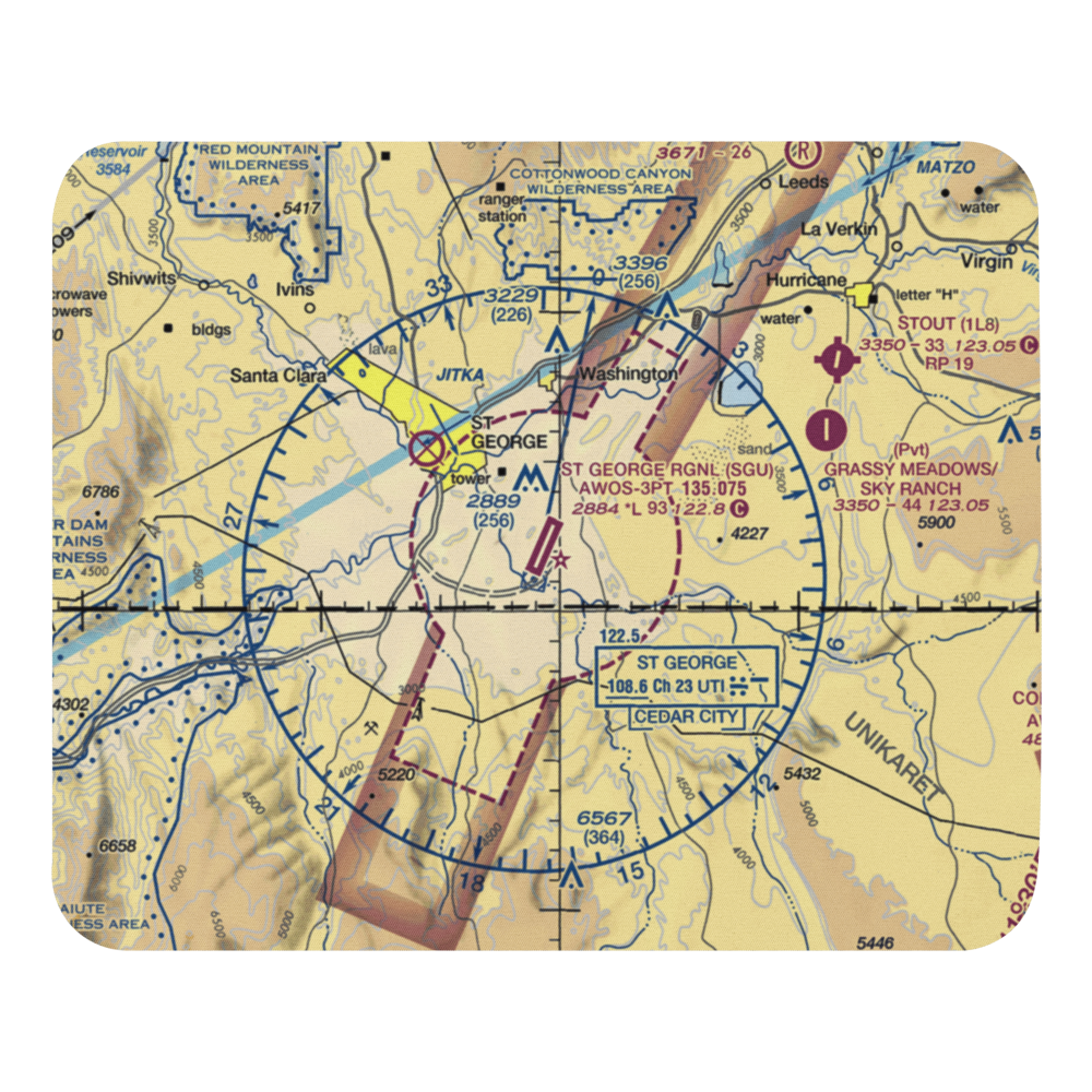 St George Municipal Airport (SGU) VFR Sectional Mouse Pad 