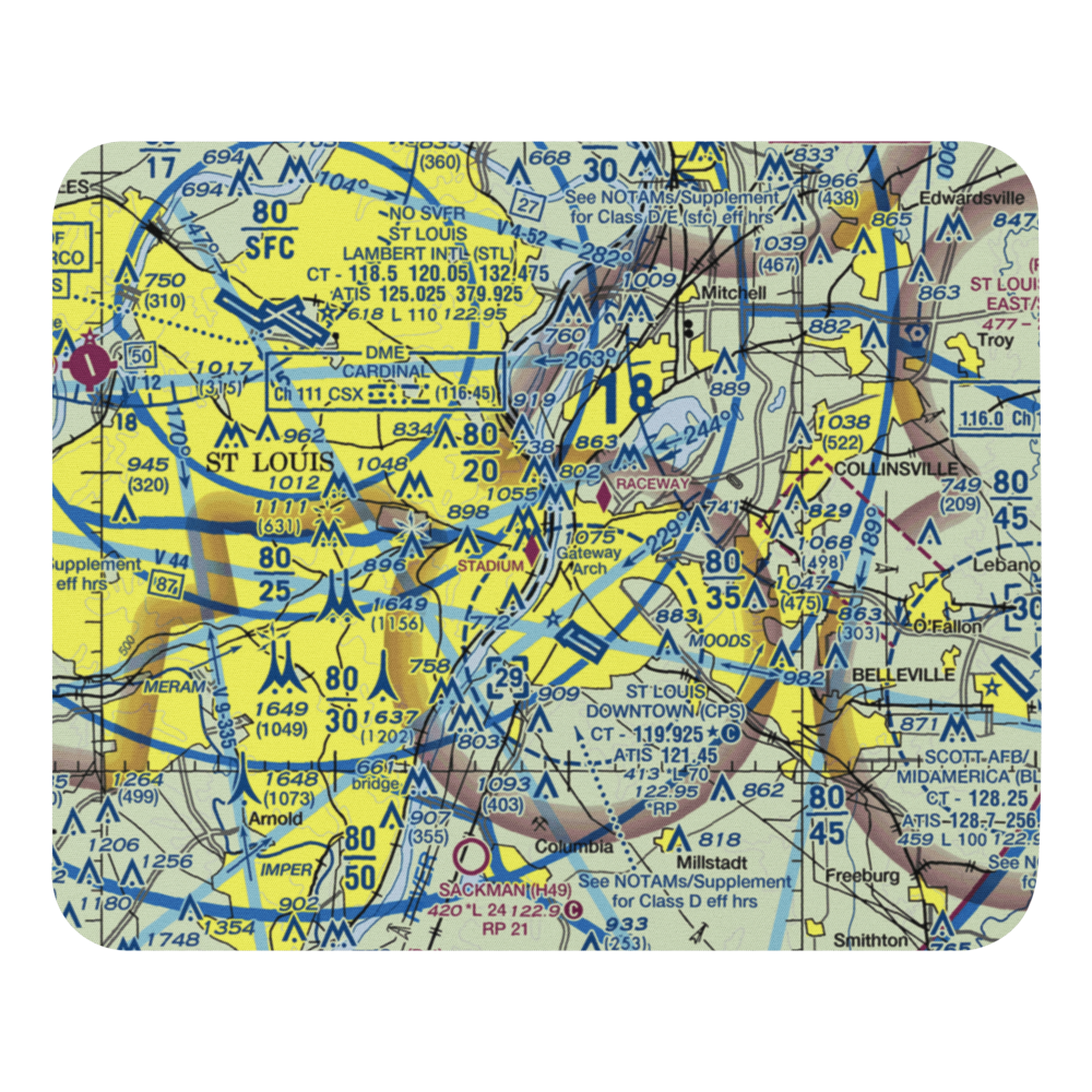St Louis Downtown Heliport (MO7) VFR Sectional Mouse Pad 