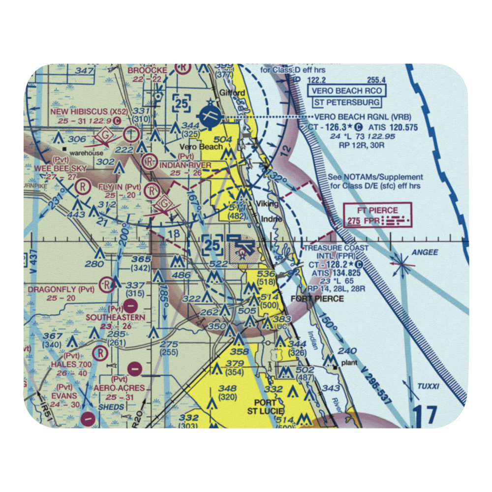 St Lucie County International Airport (FPR) VFR Sectional Mouse Pad 