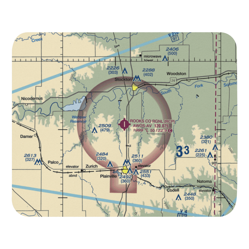 Stockton / Rooks County Regional (KRCP) VFR Sectional Mouse Pad 