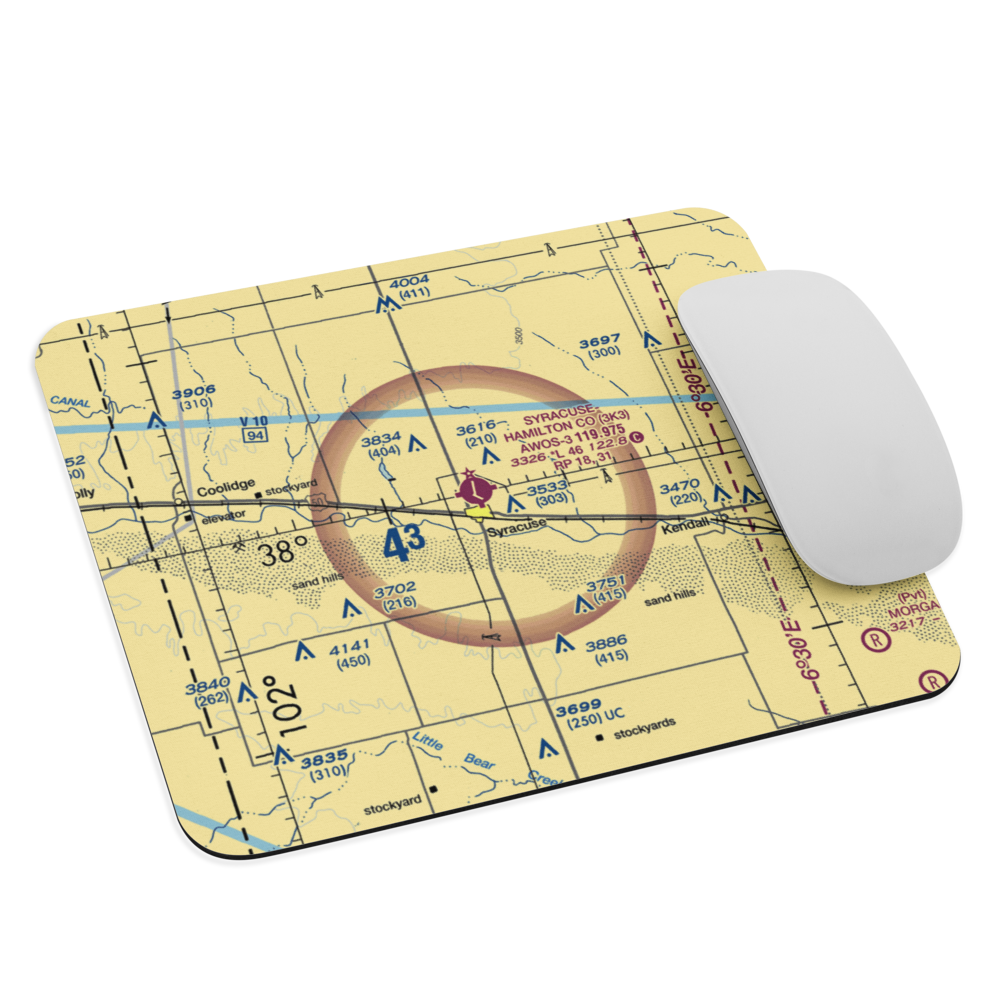 Syracuse Hamilton County Municipal Airport (3K3) VFR Sectional Mouse Pad 