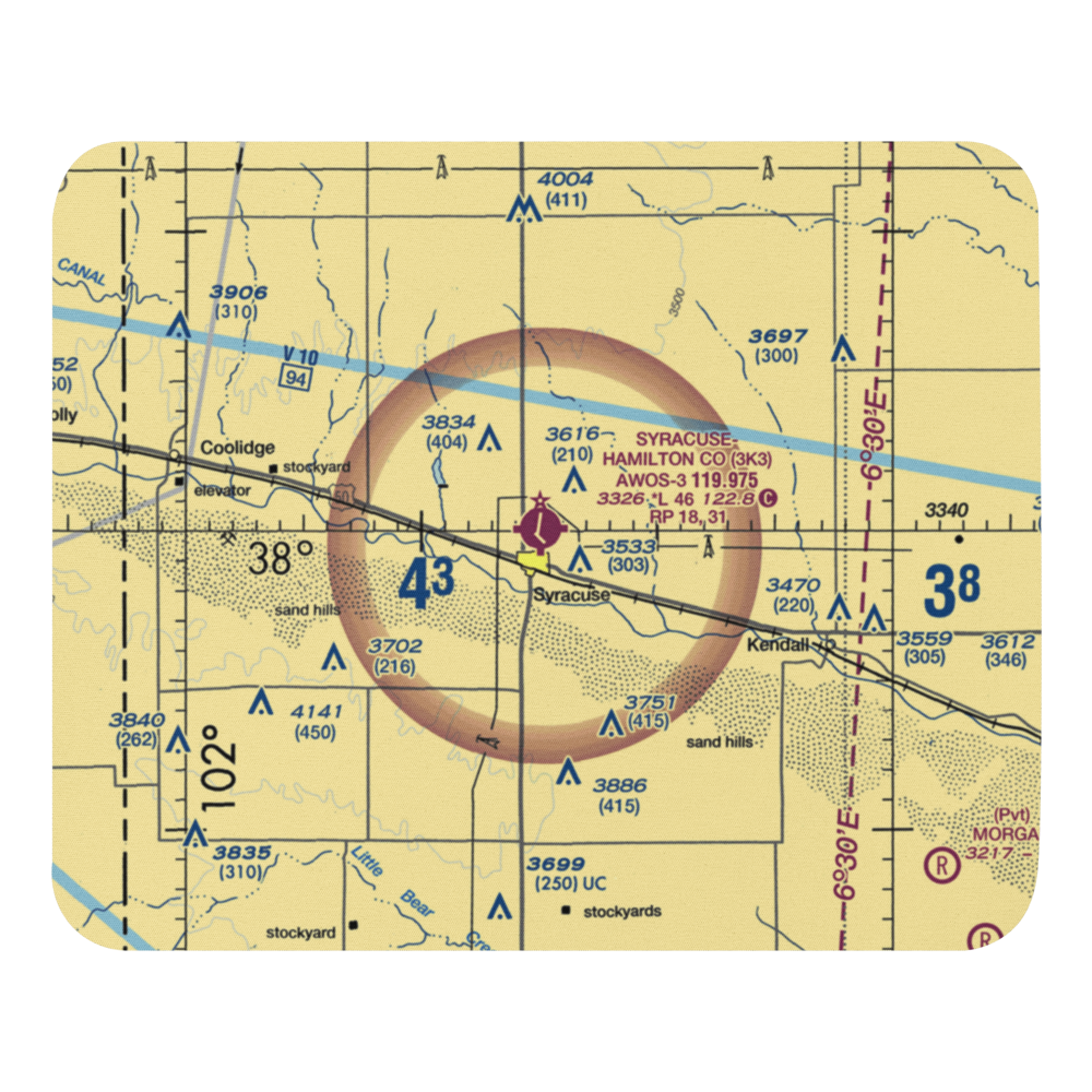 Syracuse Hamilton County Municipal Airport (3K3) VFR Sectional Mouse Pad 