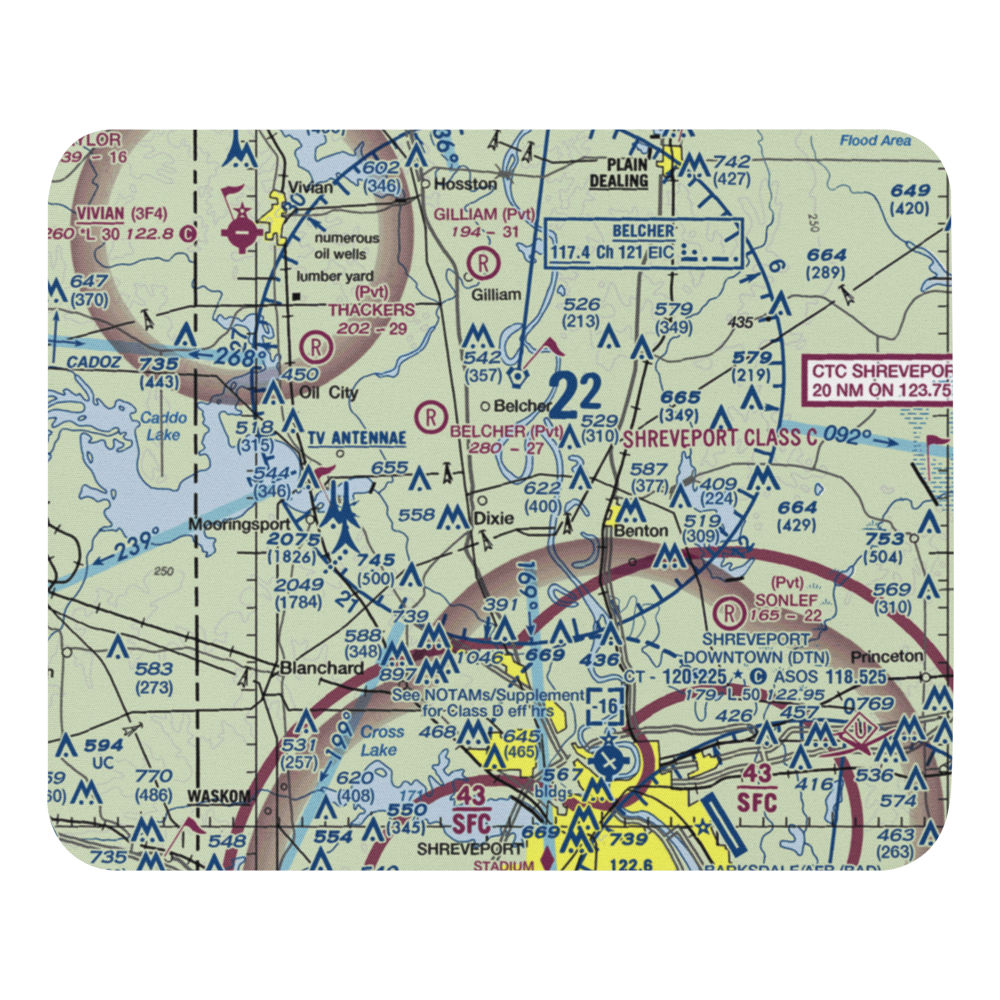 T & M Ag Aviation Airport (LA52) VFR Sectional Mouse Pad 