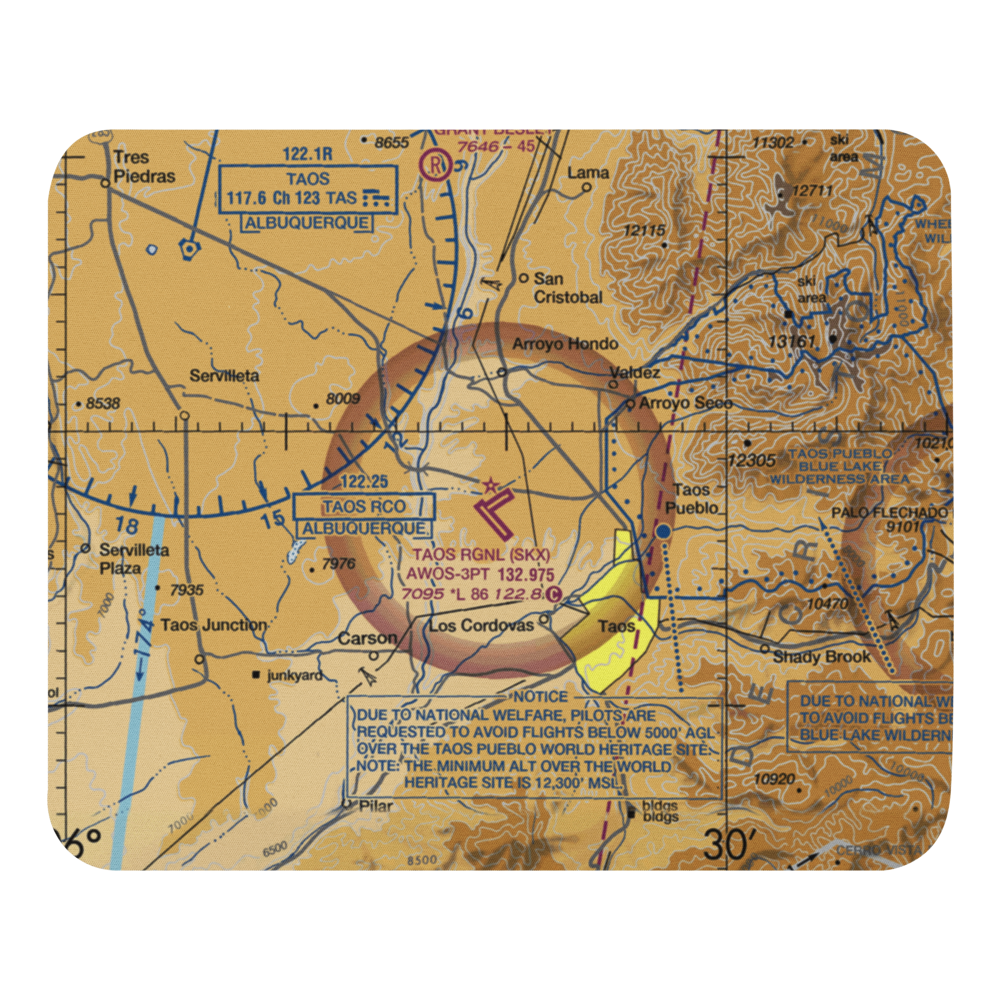 Taos Regional Airport (SKX) VFR Sectional Mouse Pad 