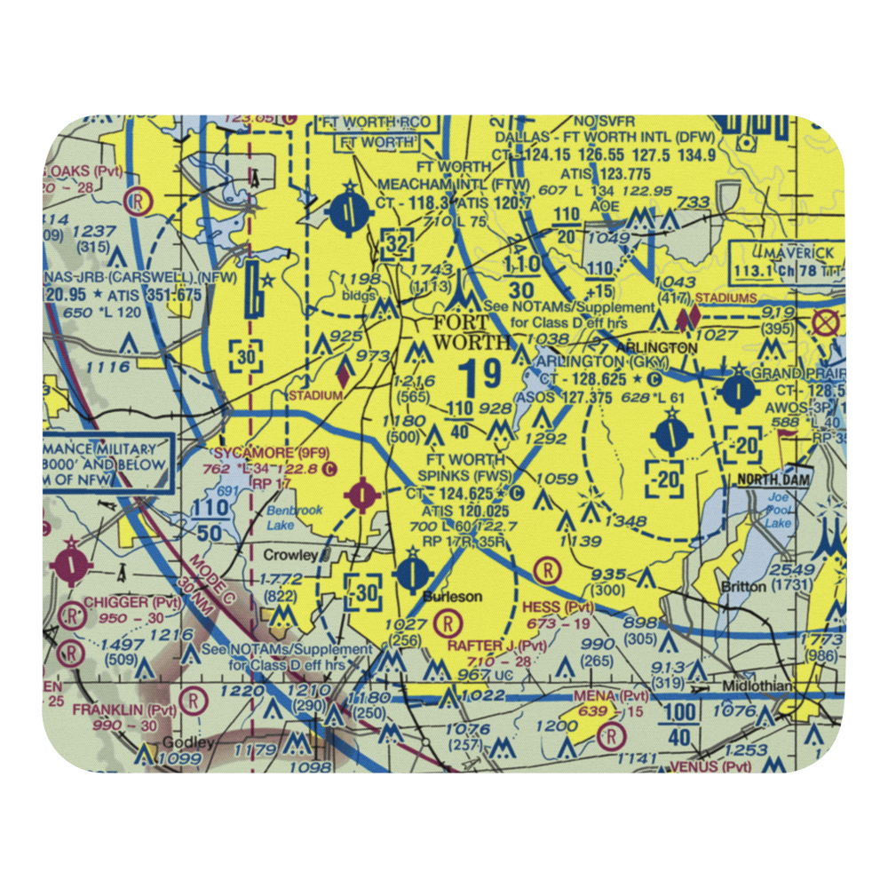 Tcjc-South Campus Heliport (9F5) VFR Sectional Mouse Pad 