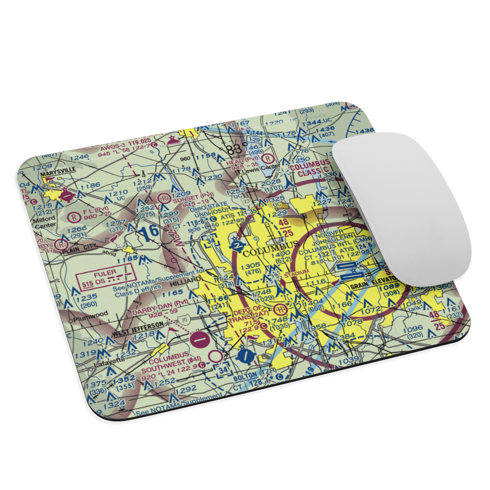 The Ohio State University Airport - Don Scott Field (OSU) VFR Sectional Mouse Pad 