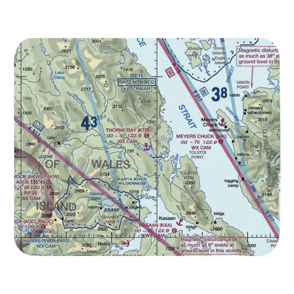 Thorne Bay Seaplane Base (KTB) VFR Sectional Mouse Pad 