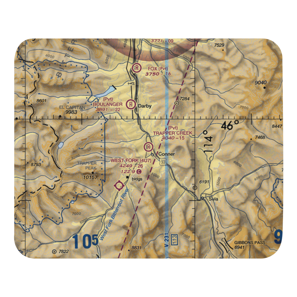 Trapper Creek Strip (MT30) VFR Sectional Mouse Pad 