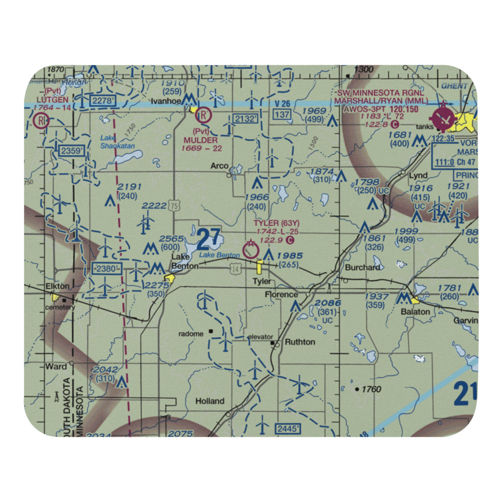 Tyler Municipal Airport (63Y) VFR Sectional Mouse Pad 