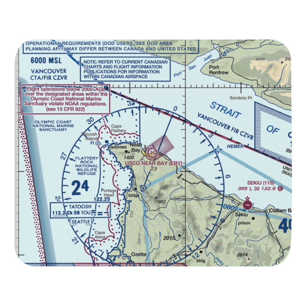 US Coast Guard Station Neah Bay Heliport (EBY) VFR Sectional Mouse Pad 