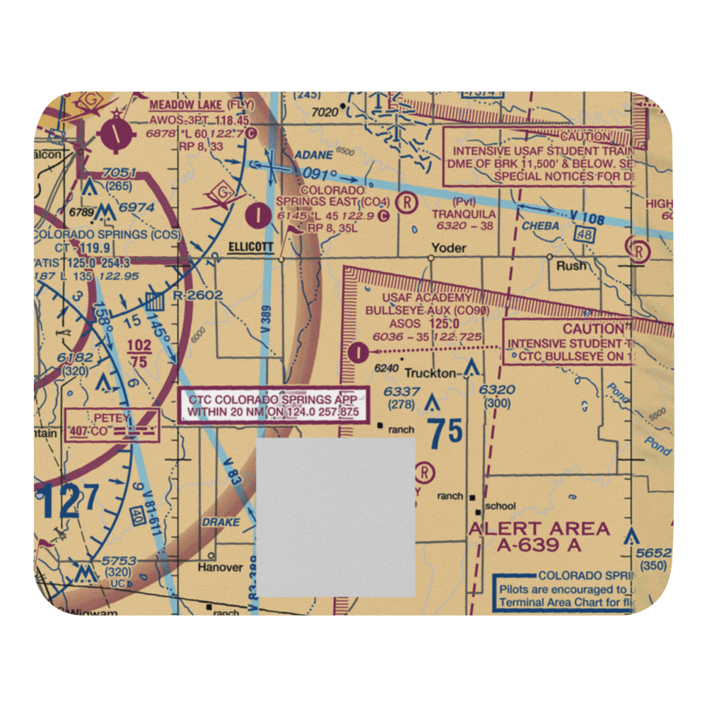 Usaf Academy Bullseye Aux Airstrip (CO90) VFR Sectional Mouse Pad 
