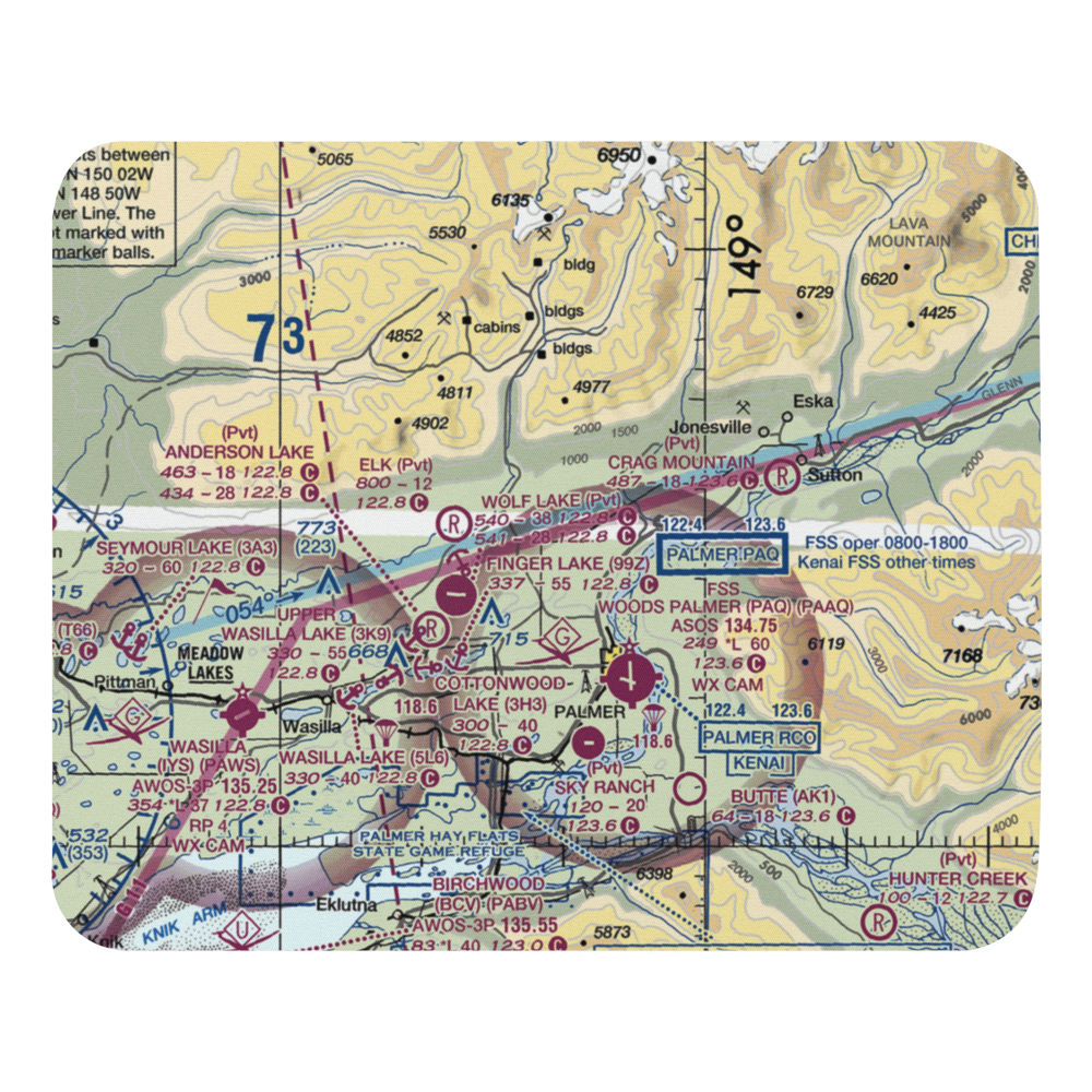 Wasilla Creek Airpark (05AK) VFR Sectional Mouse Pad 