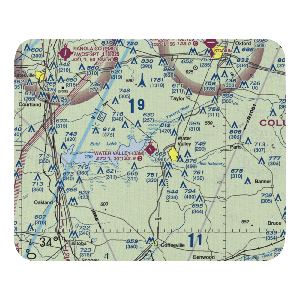 Water Valley Municipal Airport (33M) VFR Sectional Mouse Pad 