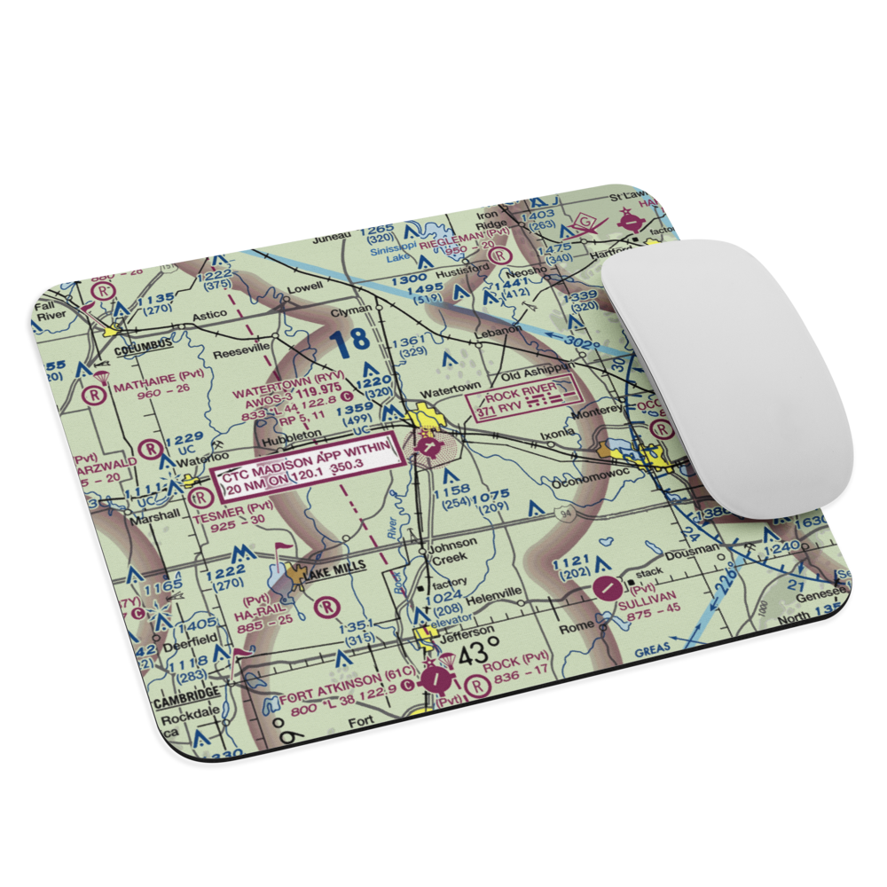 Watertown Municipal Airport (RYV) VFR Sectional Mouse Pad 