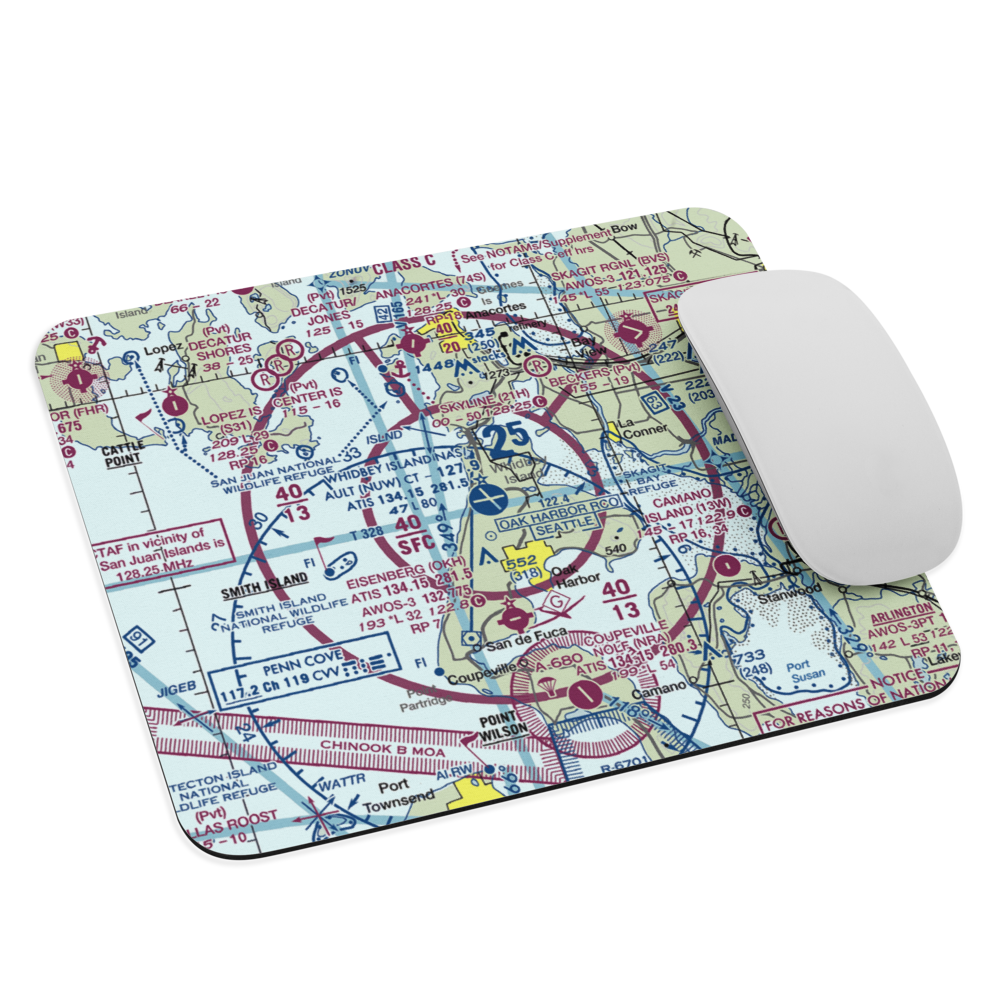 Whidbey Island Naval Air Station (Ault Field) (NUW) VFR Sectional Mouse Pad 