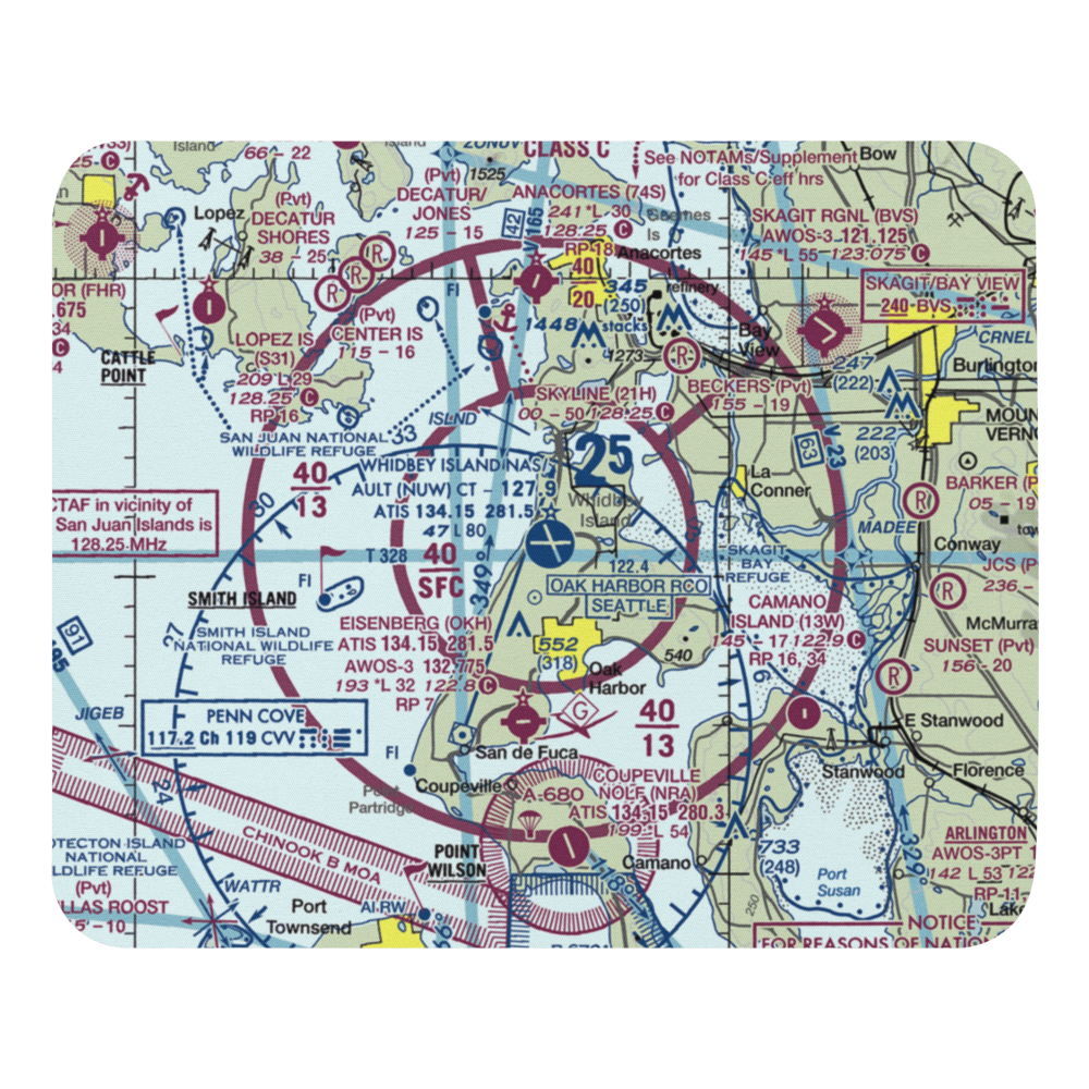 Whidbey Island Naval Air Station (Ault Field) (NUW) VFR Sectional Mouse Pad 