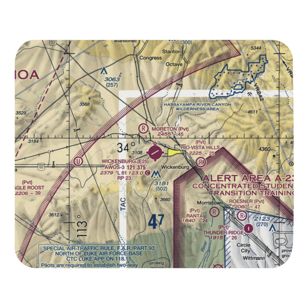 Wickenburg Municipal Airport (E25) VFR Sectional Mouse Pad 