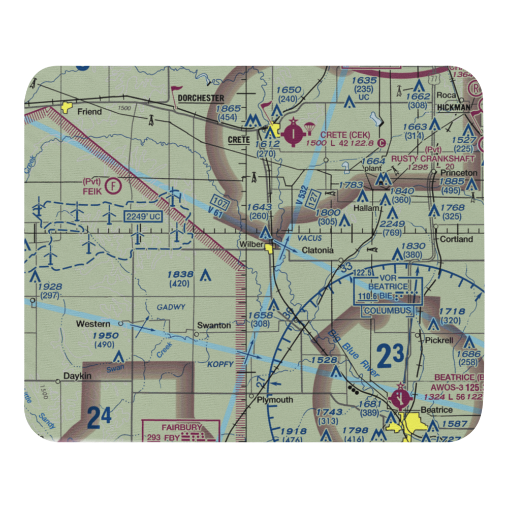 Wilber Municipal Airport (0D6) VFR Sectional Mouse Pad 