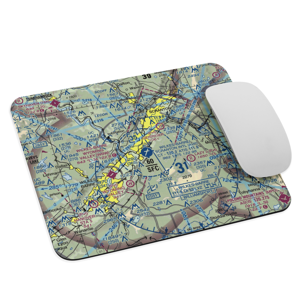 Wilkes Barre Scranton International Airport (AVP) VFR Sectional Mouse Pad 