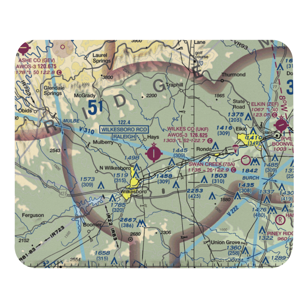 Wilkes County Airport (UKF) VFR Sectional Mouse Pad 