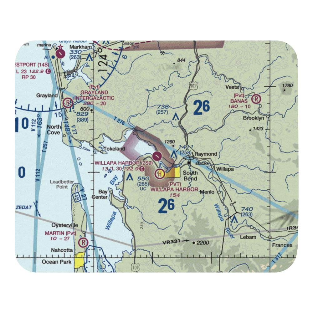 Willapa Harbor Airport (2S9) VFR Sectional Mouse Pad 