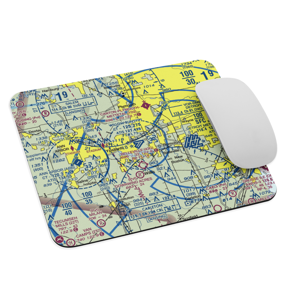 Willow Run Airport (YIP) VFR Sectional Mouse Pad 