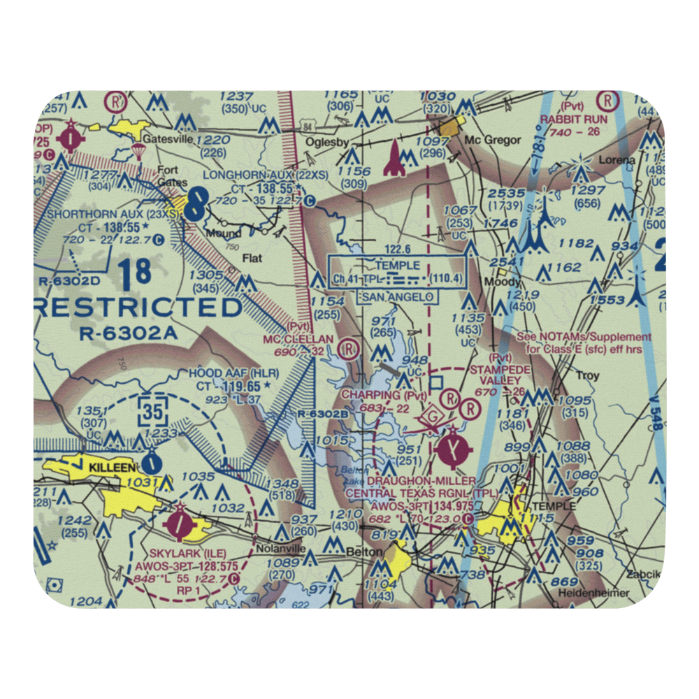 Woody Mc Clellan Ranch Airport (19TX) VFR Sectional Mouse Pad 
