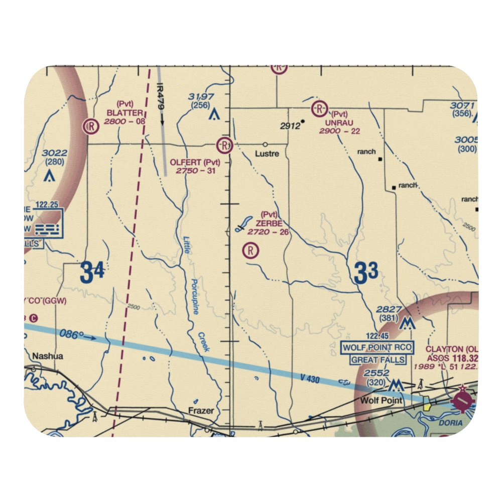 Zerbe Airport (MT51) VFR Sectional Mouse Pad 