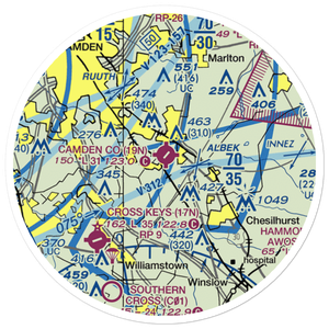 Camden County Airport (19N) VFR Sectional Sticker (20 mile)