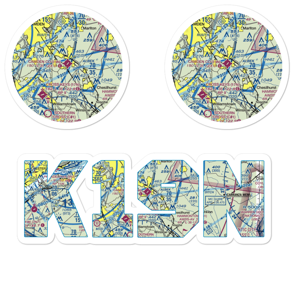 Camden County Airport (19N) VFR Sectional Sticker Pack 