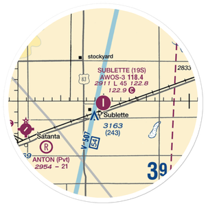 Sublette Municipal Airport (19S) VFR Sectional Sticker (20 mile)