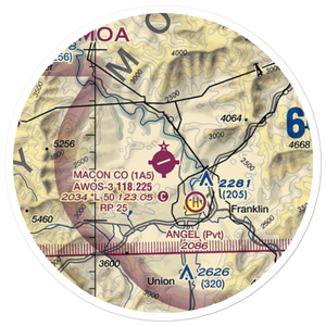 Macon County Airport (1A5) VFR Sectional Sticker (20 mile)