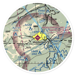Middlesboro-Bell County Airport (1A6) VFR Sectional Sticker (20 mile)