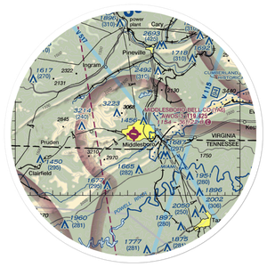 Middlesboro-Bell County Airport (1A6) VFR Sectional Sticker (30 mile)