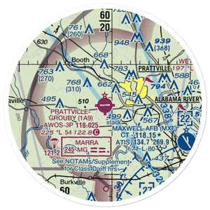 Prattville - Grouby Field (1A9) VFR Sectional Sticker (20 mile)